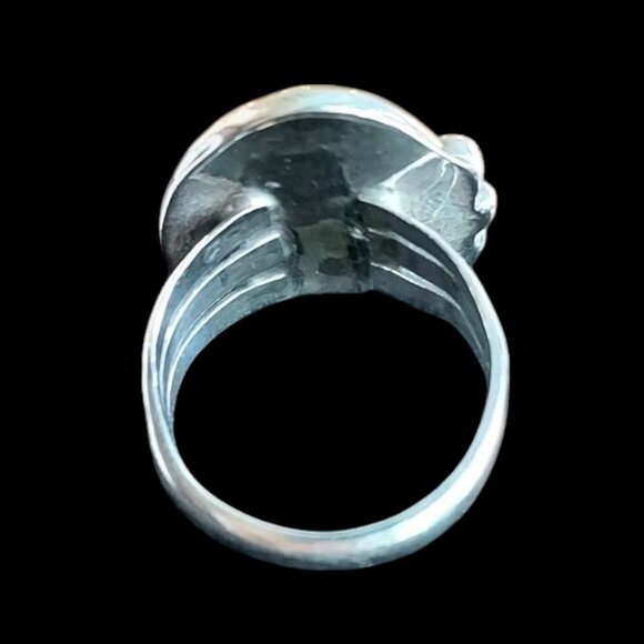 Vintage Navajo Sterling Silver Rope Tear-Drop Turquoise Ring Sz 7 App - Picture 6 of 11